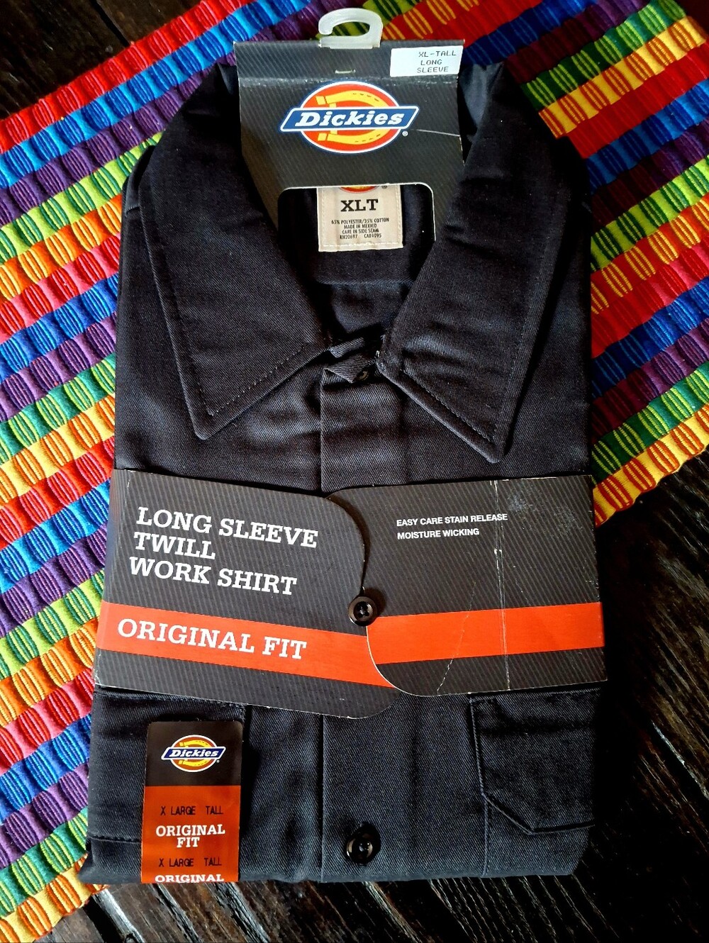 Dickies Mens XLARGE TALL Black Pro Work Shirt Long Sleeved NEW TWILL